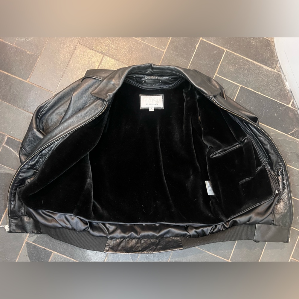 Vintage Wilson’s leather bomber jacket coat black - Picture 6 of 9